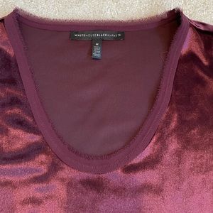 White House Black Market Velvet burgundy tee shirt
